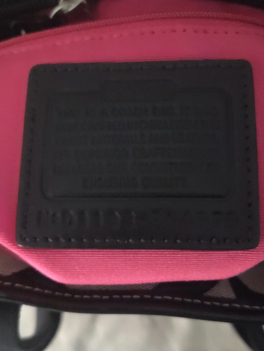 Coach Black and Khaki Signature Canvas Tote with Pink Charm